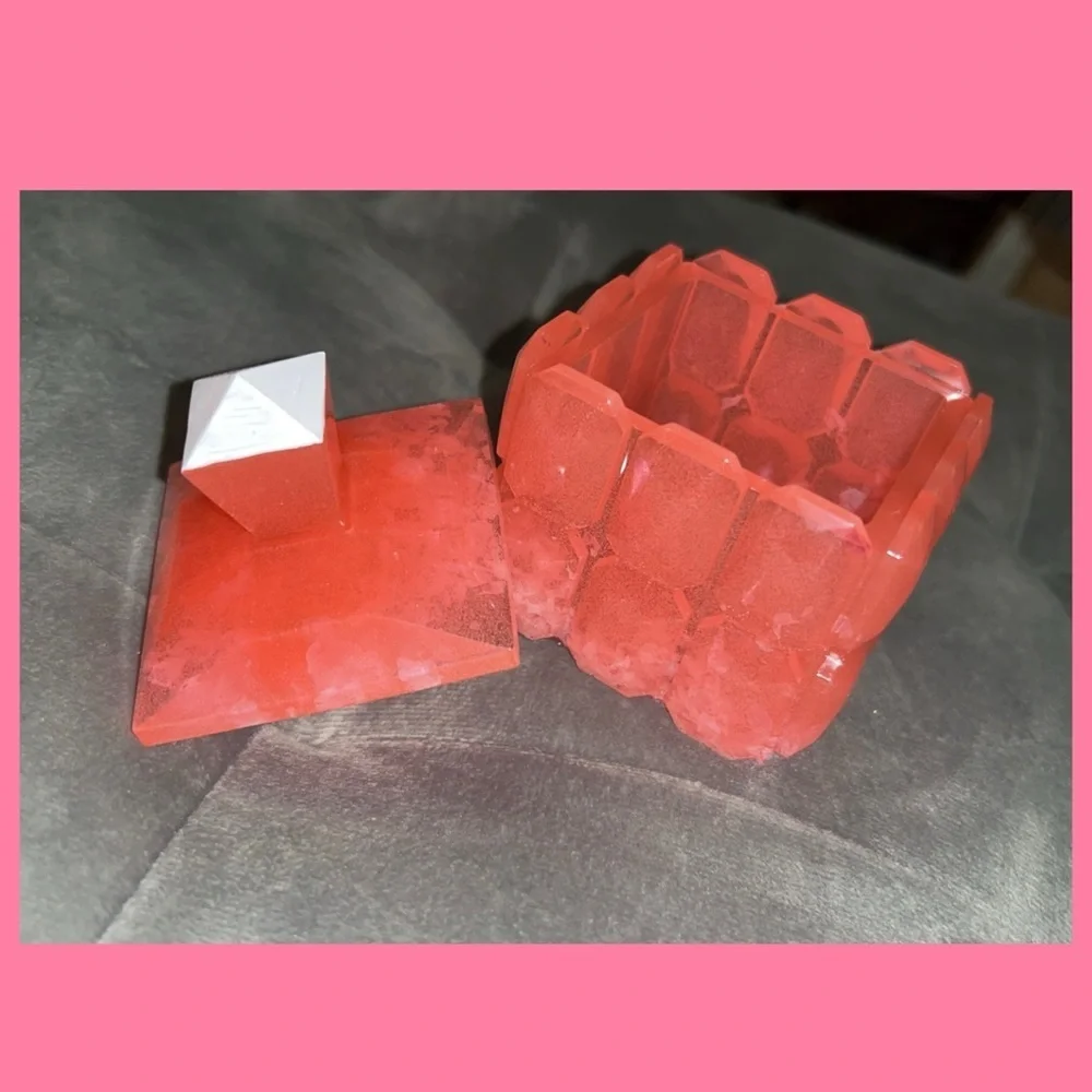 Shiny Light Pink Resin Handmade Unique Jewelry Geometric Storage Box